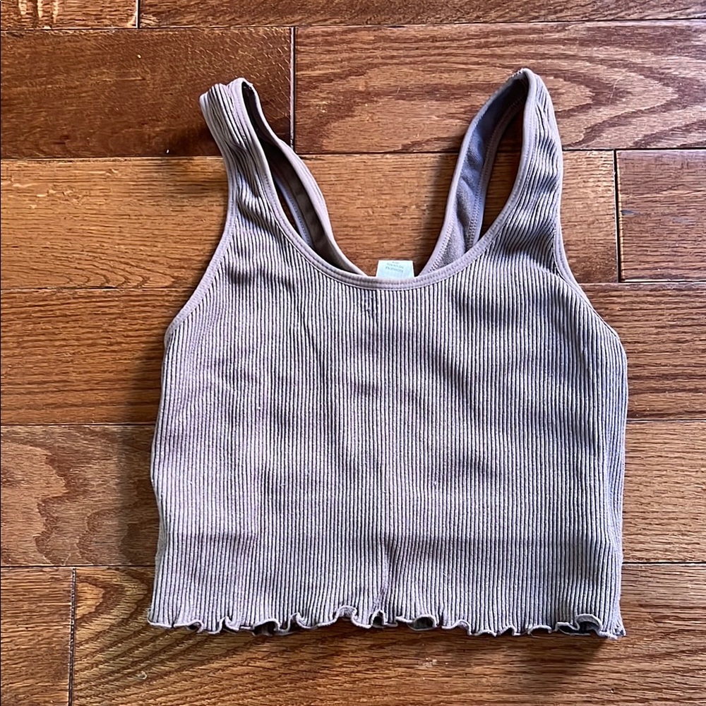 Ribbed Tank Top in Taupe